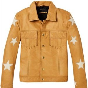 Scotch & Soda Desert Yellow Leather Jacket- Stars